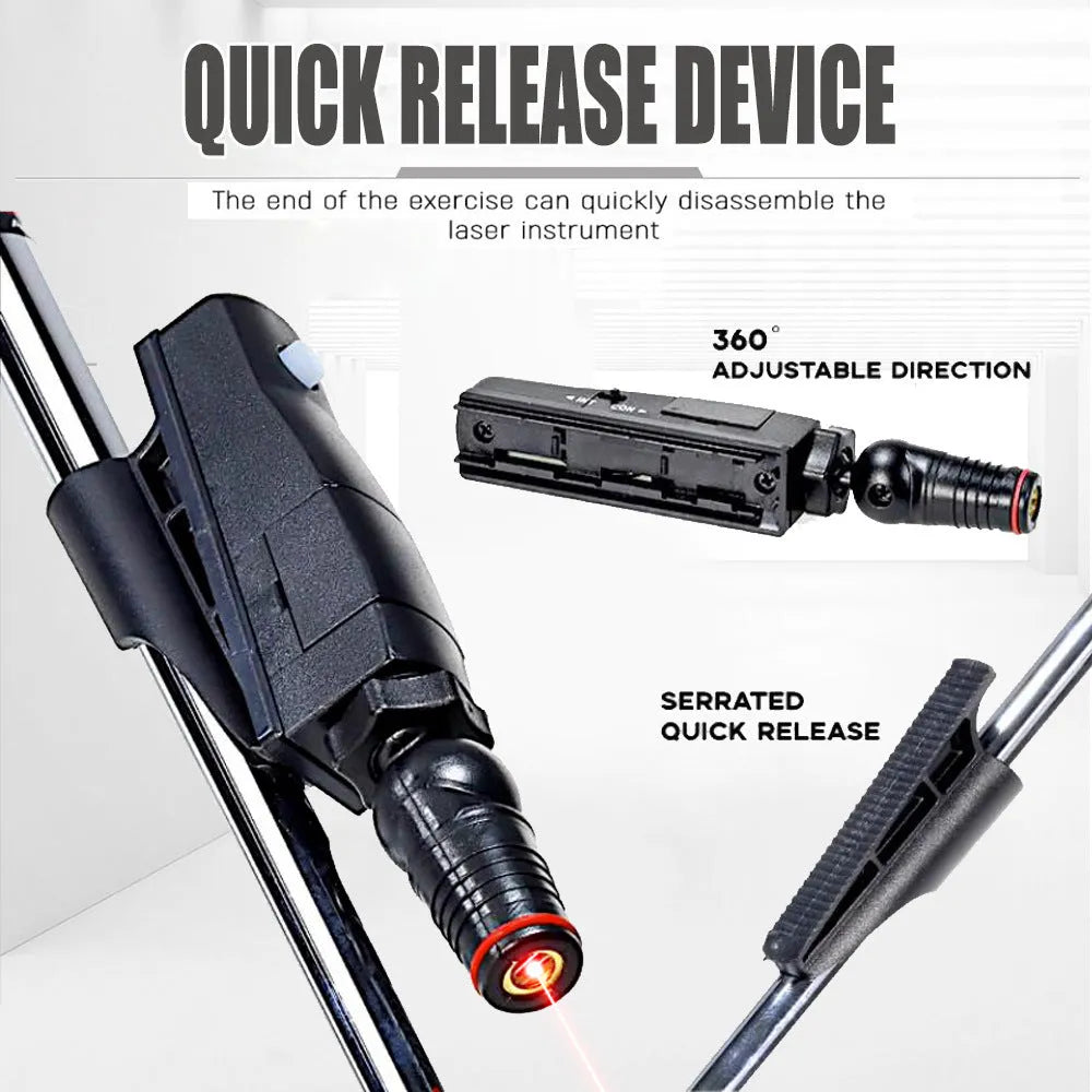Black golf putter laser aiming instrument attached to putter shaft for alignment training