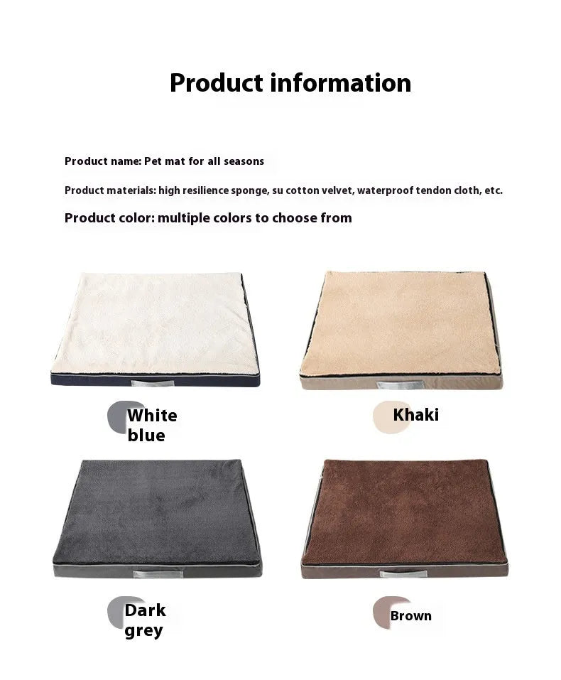 Removable washable sponge dog bed mat in brown, shown in a 90x70cm size.