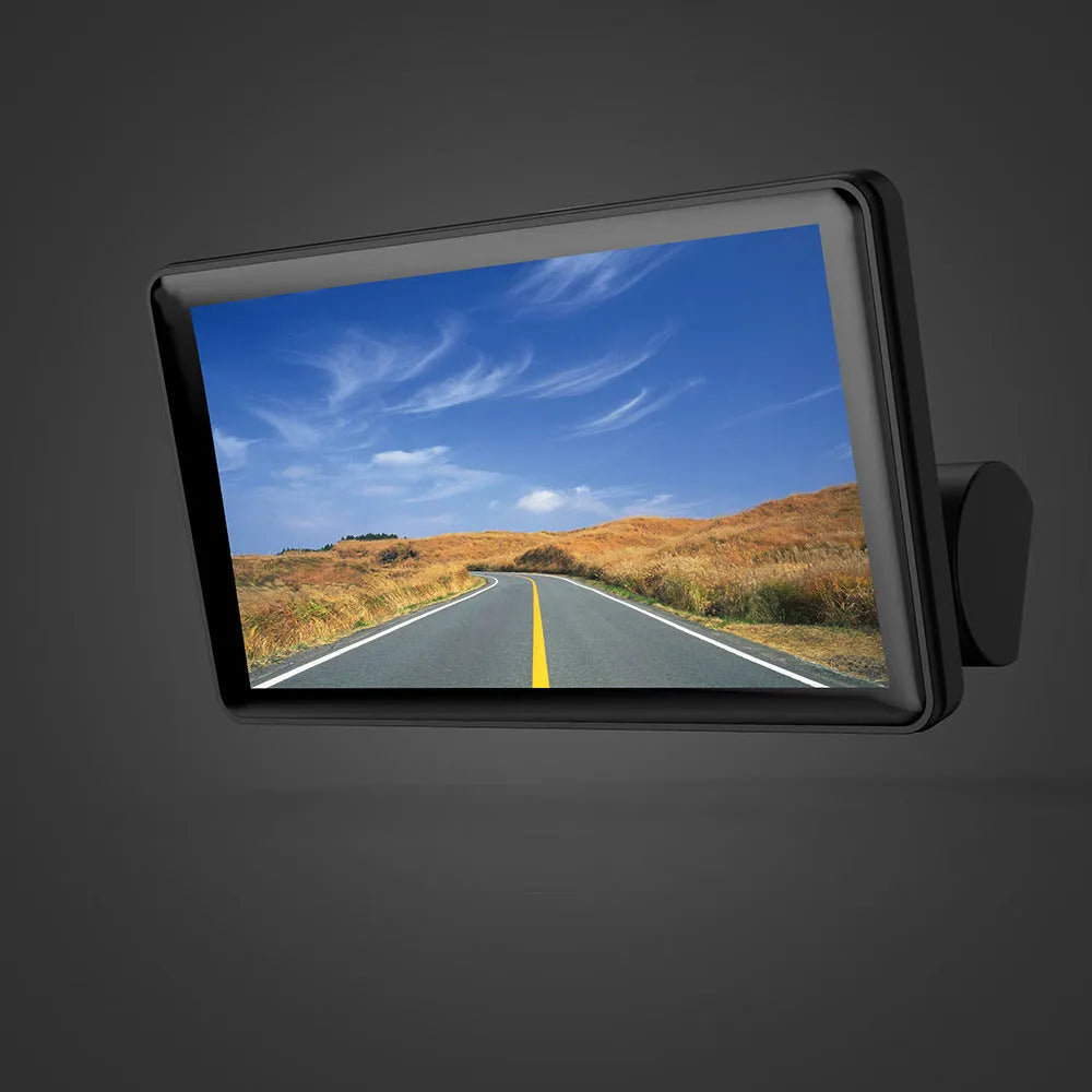 Three lens dashcam with 4 inch touch screen showing front rear and interior recording angles black plastic