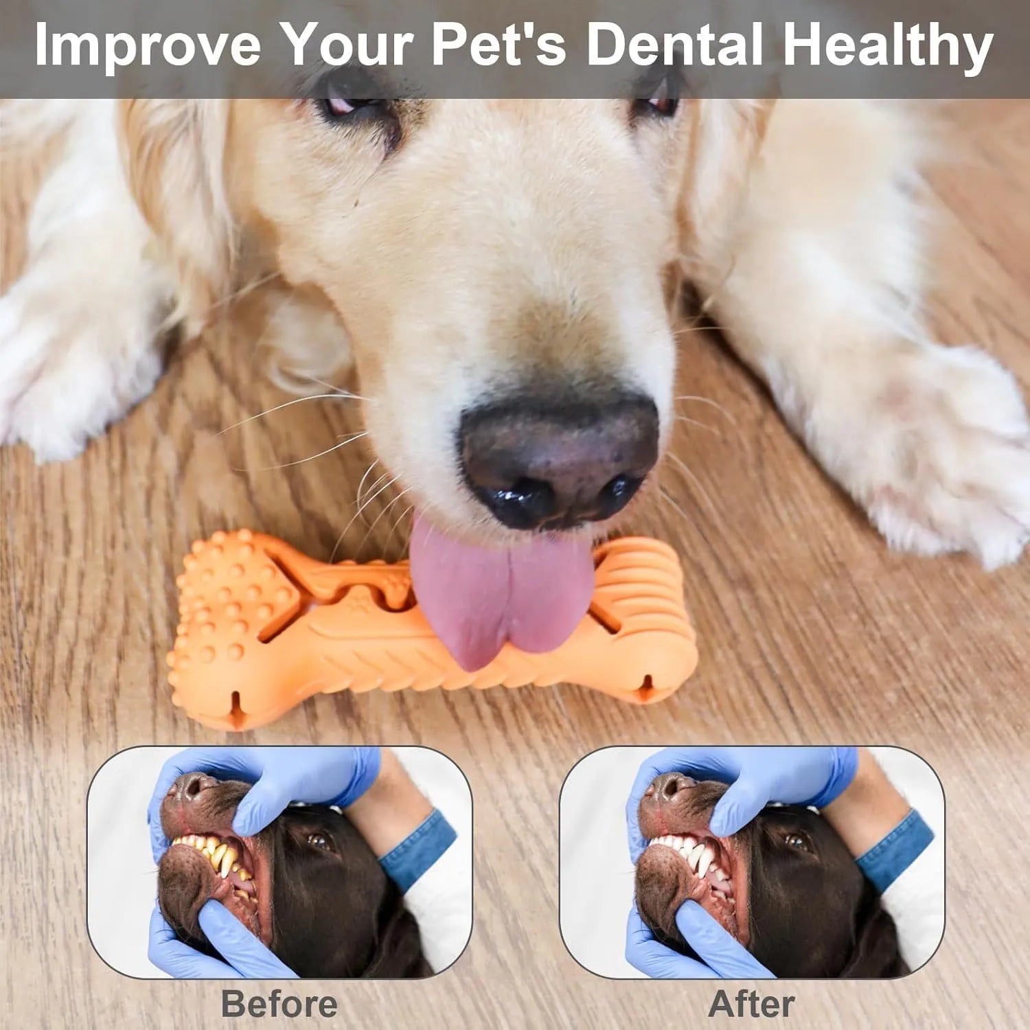 Blue bone-shaped natural rubber dog chew toy for aggressive chewers with textured surface.