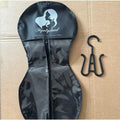 Non-woven zipper dustproof bag 29cm x 60cm for wig storage with hook, black colour