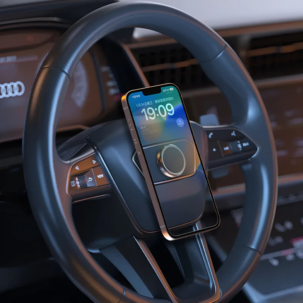 Obsidian black alloy magnetic phone holder with centripetal force mechanism
