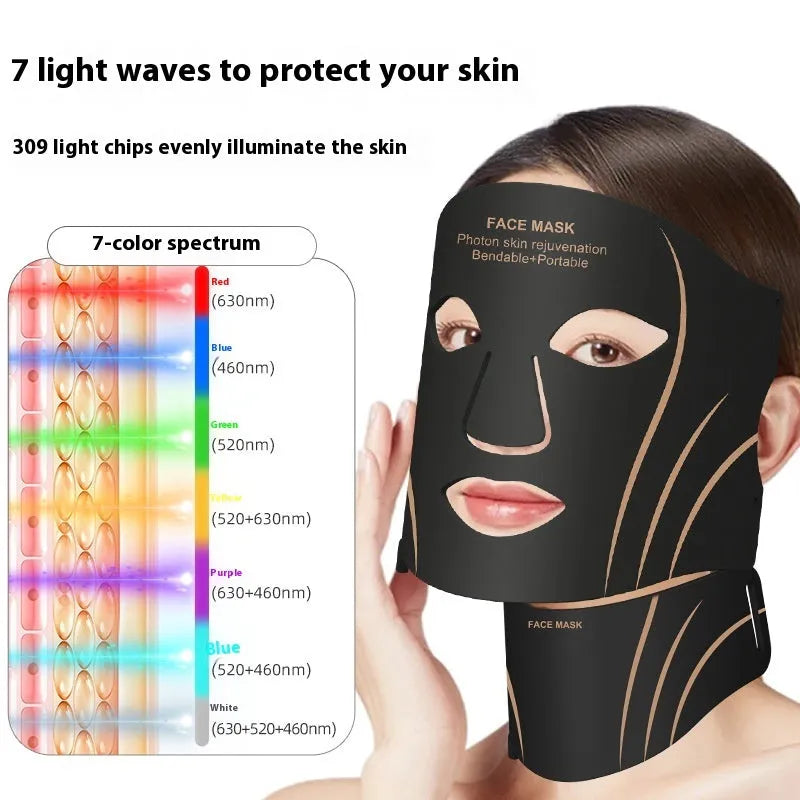 Black and gold silicone headband IPL LED facial mask device with touch screen controls.