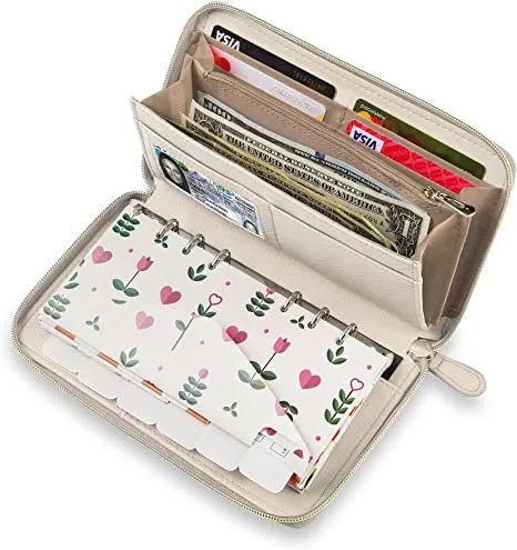 Anti-theft RFID card holder wallet in PU leather showing multiple colour options including black, brown and rose gold