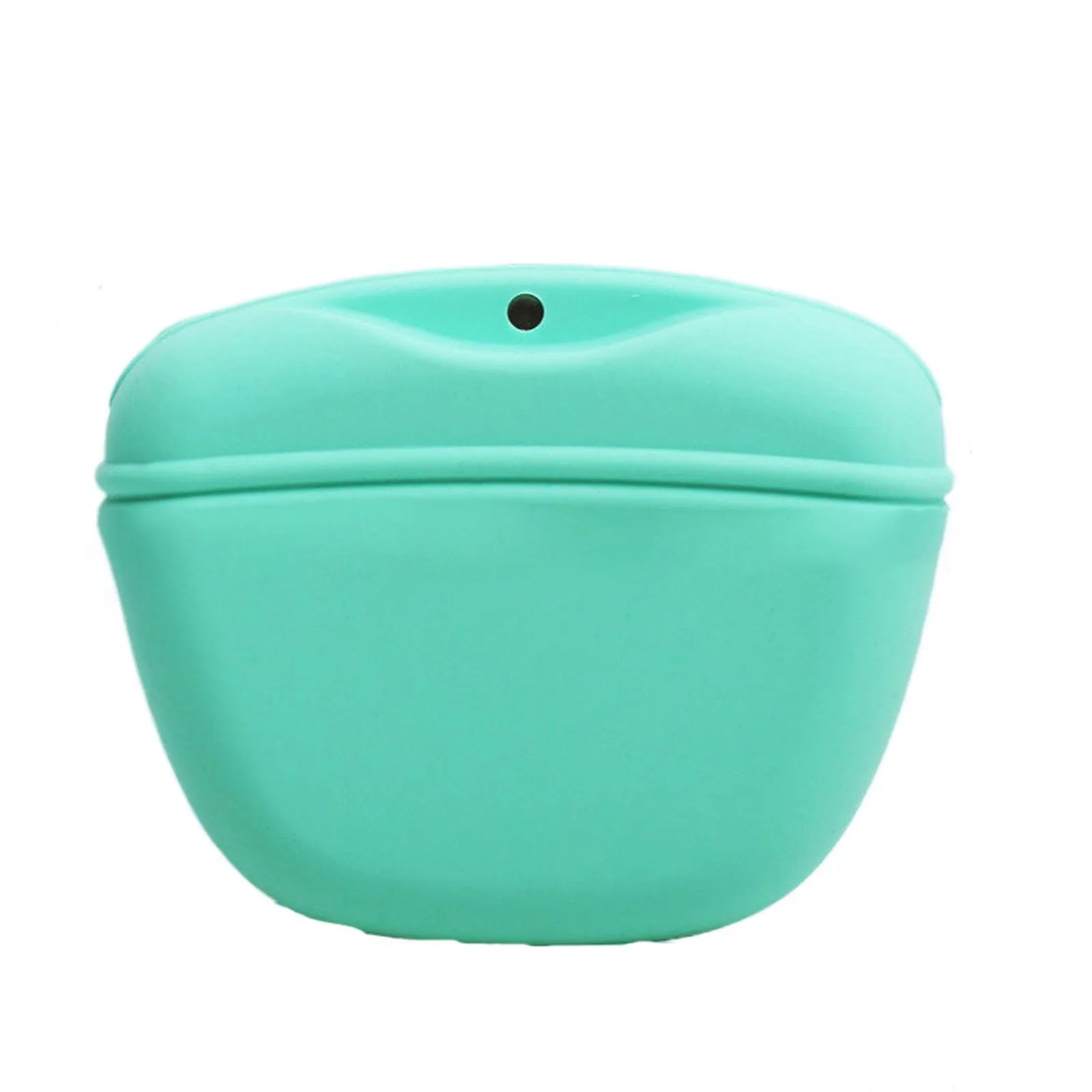 A silicone dog training treat bag with a belt clip, shown in one of six colour options.
