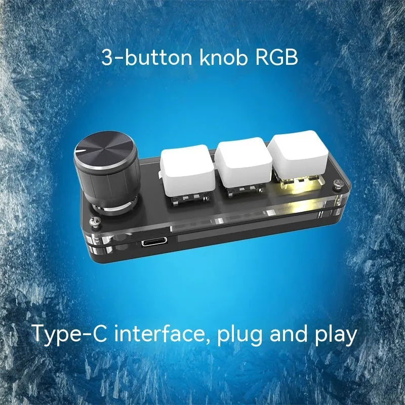 Black mini mechanical keyboard with RGB backlight on desk