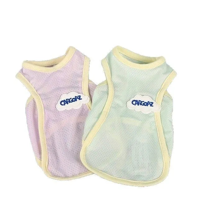 Polyester cat summer vest in sports style with anti-lint properties, shown in grass green colour