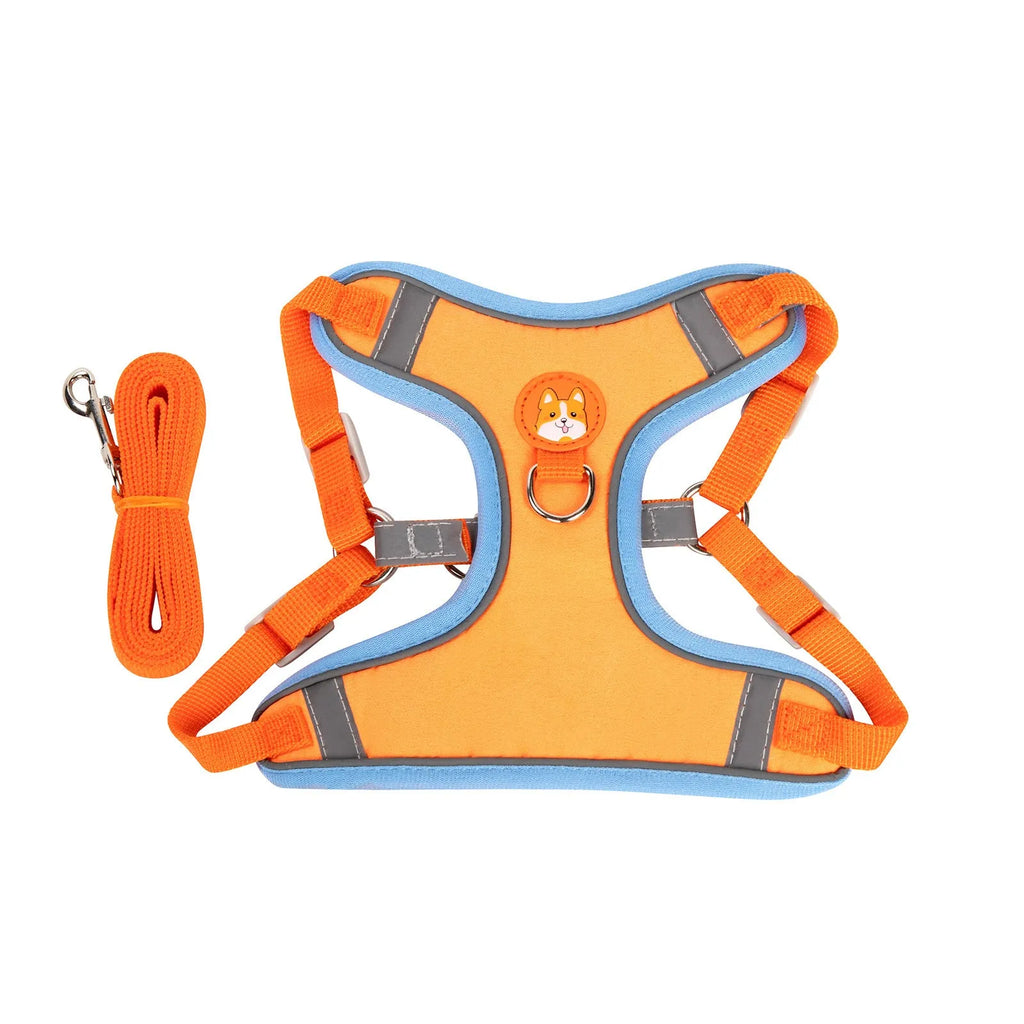 Adjustable haulage rope dog harness in six colours with chest strap and anti-breaking design