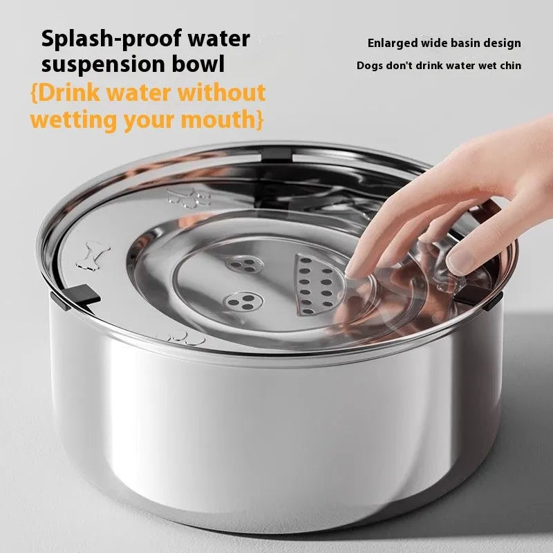Silver stainless steel large capacity pet drinking water bowl for dogs and cats