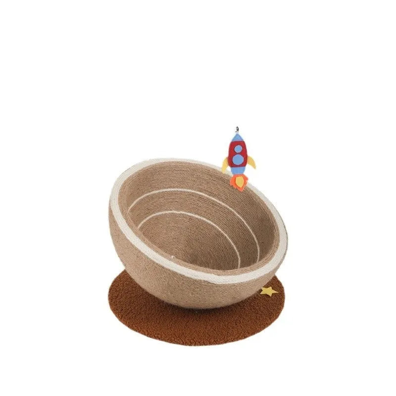 Large integrated cat scratching basin and nest with sisal surface and flannel sleeping area in starlight colour