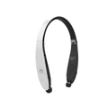 SX991 Wireless Retractable Earbuds in black with neck-hanging design and battery display