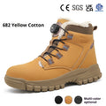 Anti-smashing and puncture-resistant lightweight labour protection safety shoes in black with leather upper