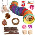 Wooden pet toy set with various components for rabbits, guinea pigs, and parrots