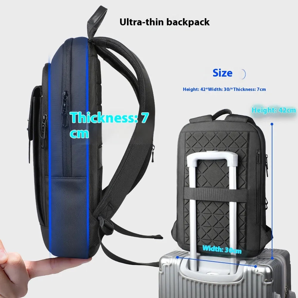 Black lightweight Oxford cloth backpack with urban simplicity style for business commute