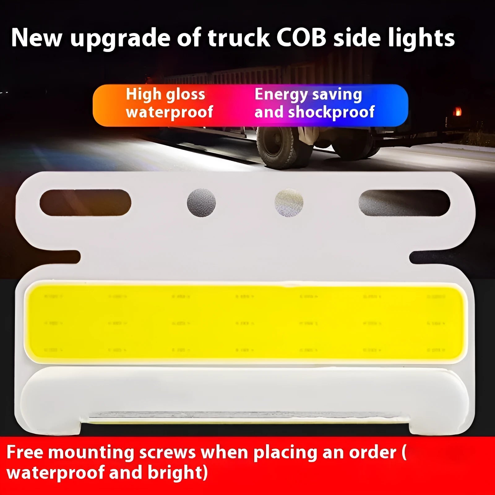 12V 24V aluminium alloy LED COB truck side marker light in red, yellow, green, blue, and white.