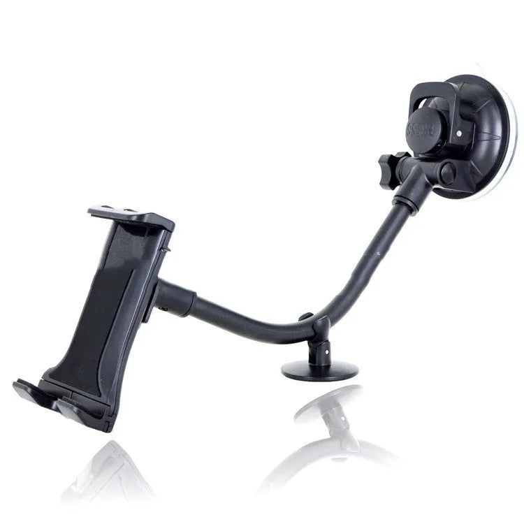 Black vehicle-mounted tablet holder with lifting mechanism for 4-12-inch devices