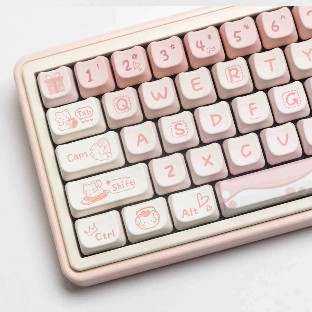 Full set PBT sublimation key caps for mechanical keyboards showing over 98 keys