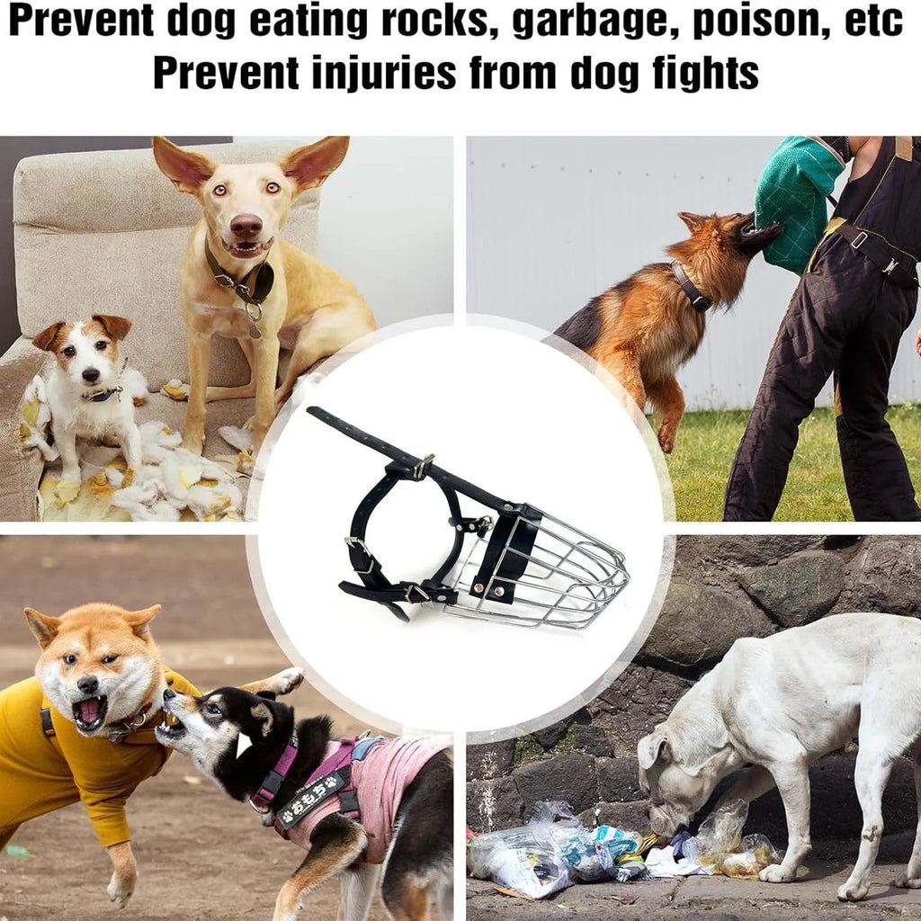 Black metal basket muzzle for Golden Retriever or German Shepherd dogs