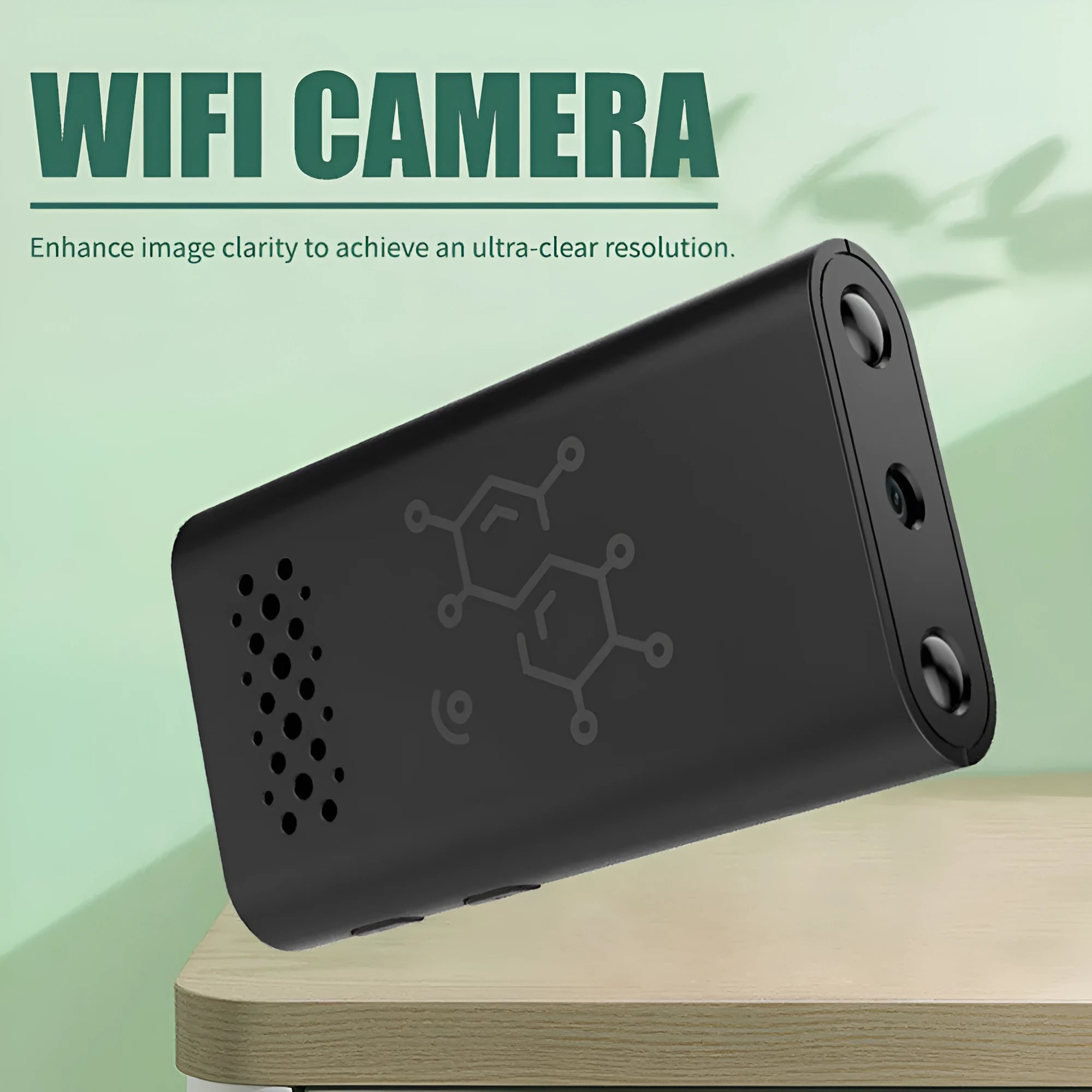 Black smart security camera with WiFi connectivity for indoor baby monitoring and home security