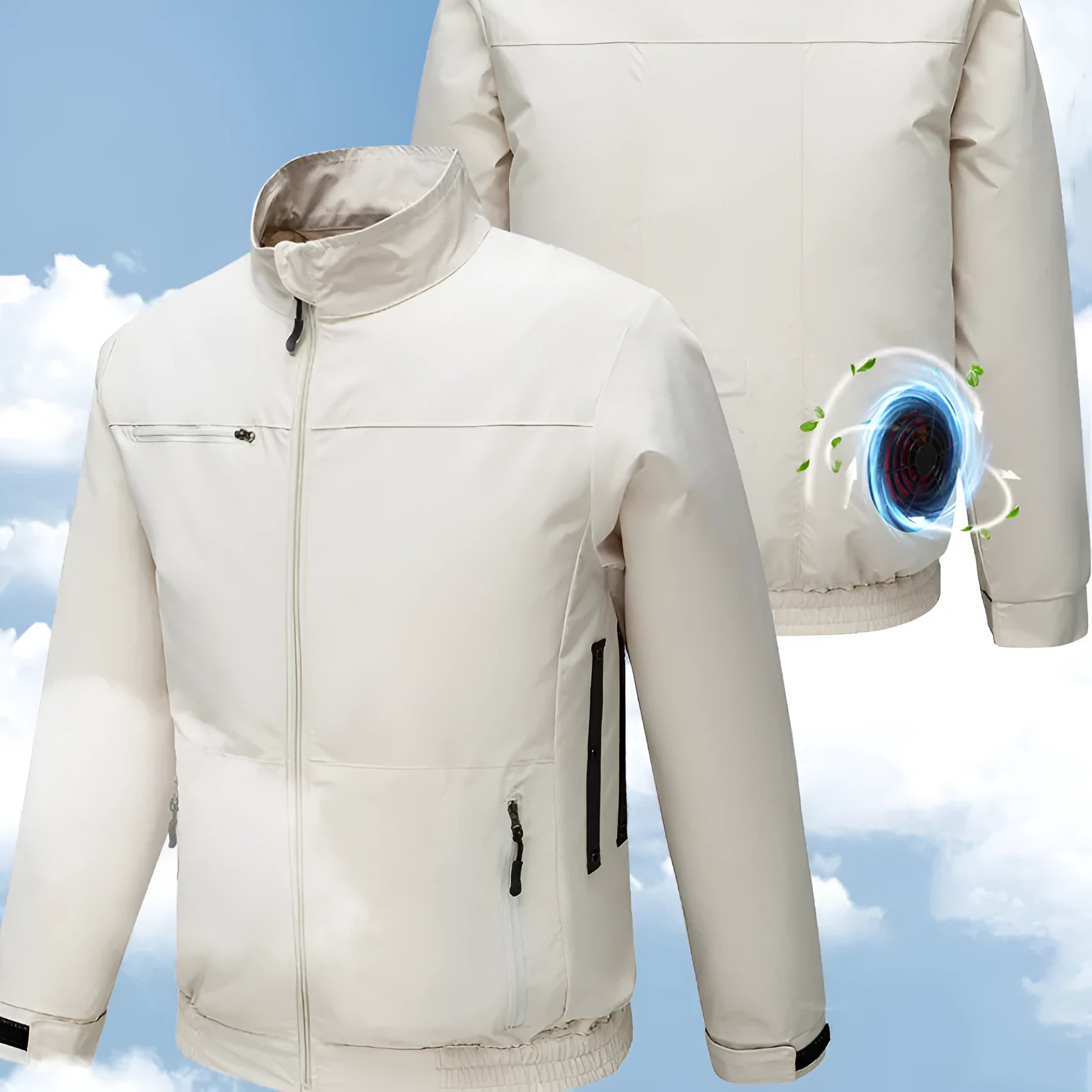 Men's summer cooling jacket with ventilation holes for outdoor work in black or white colours