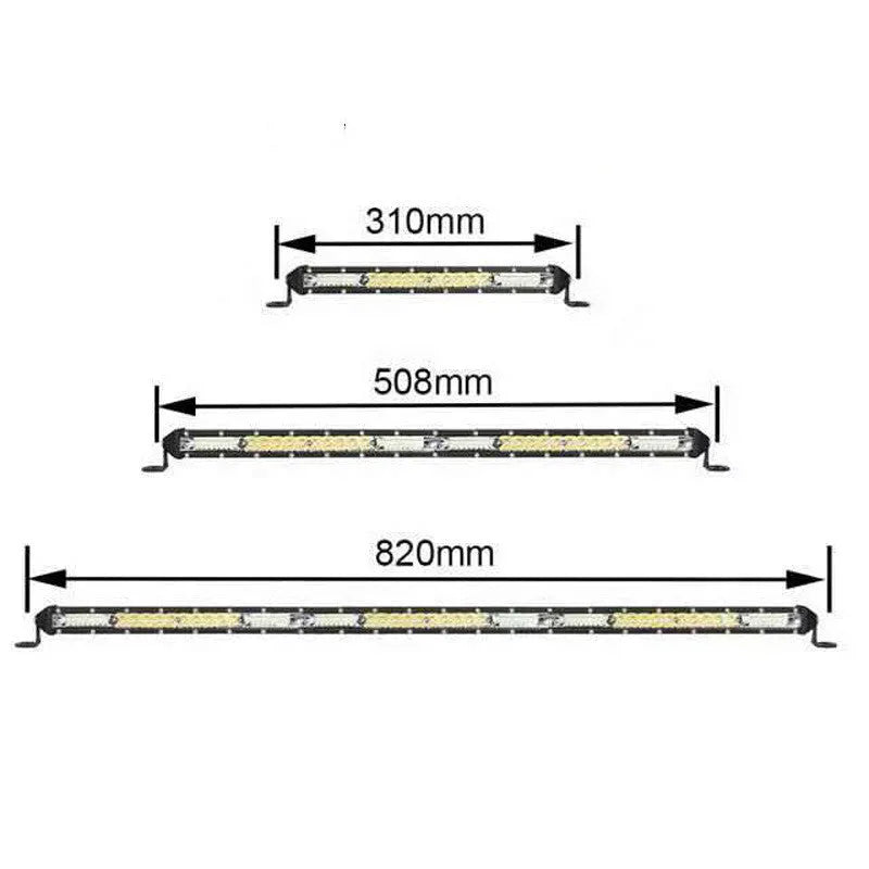Ultra-thin aluminium single row LED light bar for motocross roof, car, or truck in white.