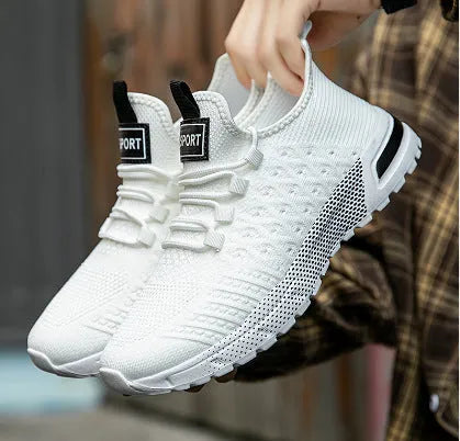 Men's casual shoes with breathable mesh upper in solid colour options