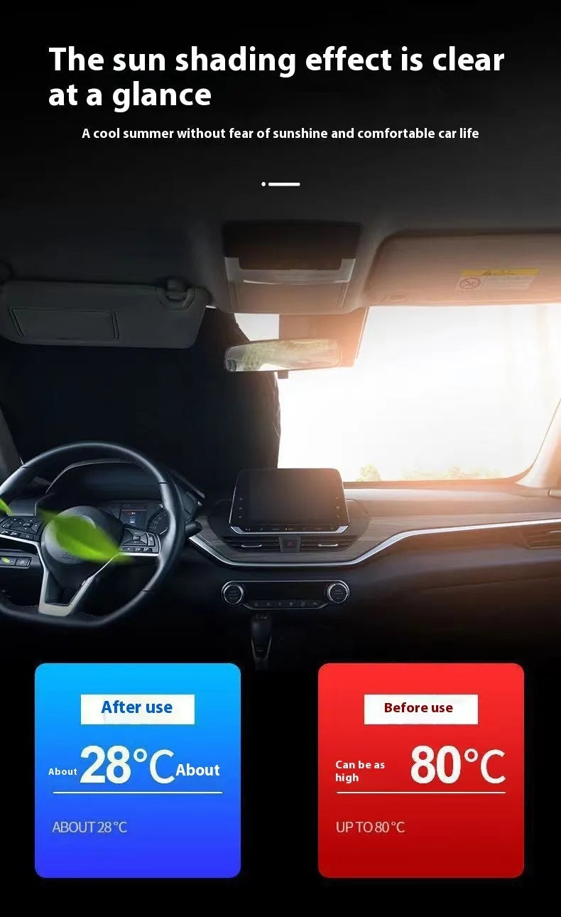 Titanium silver aluminium foil car sunshade folded to show size and reflective surface