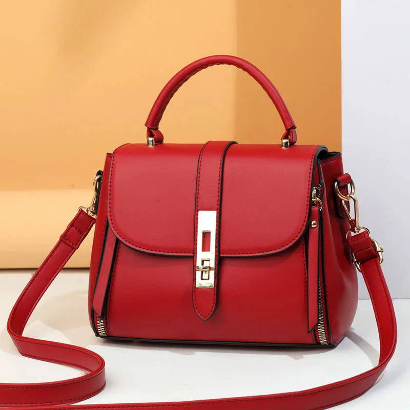 Women's soft PU leather square messenger bag with adjustable strap in four colour options
