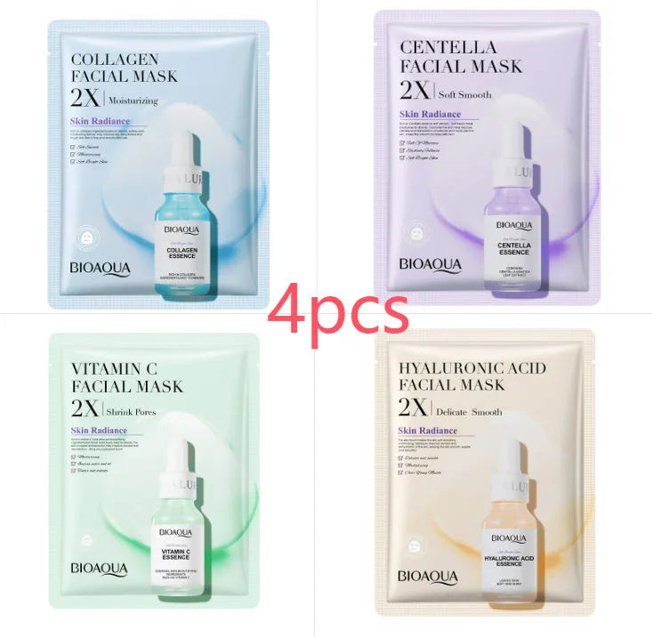 Single-use collagen and hyaluronic acid facial sheet mask with 30g gel serum.