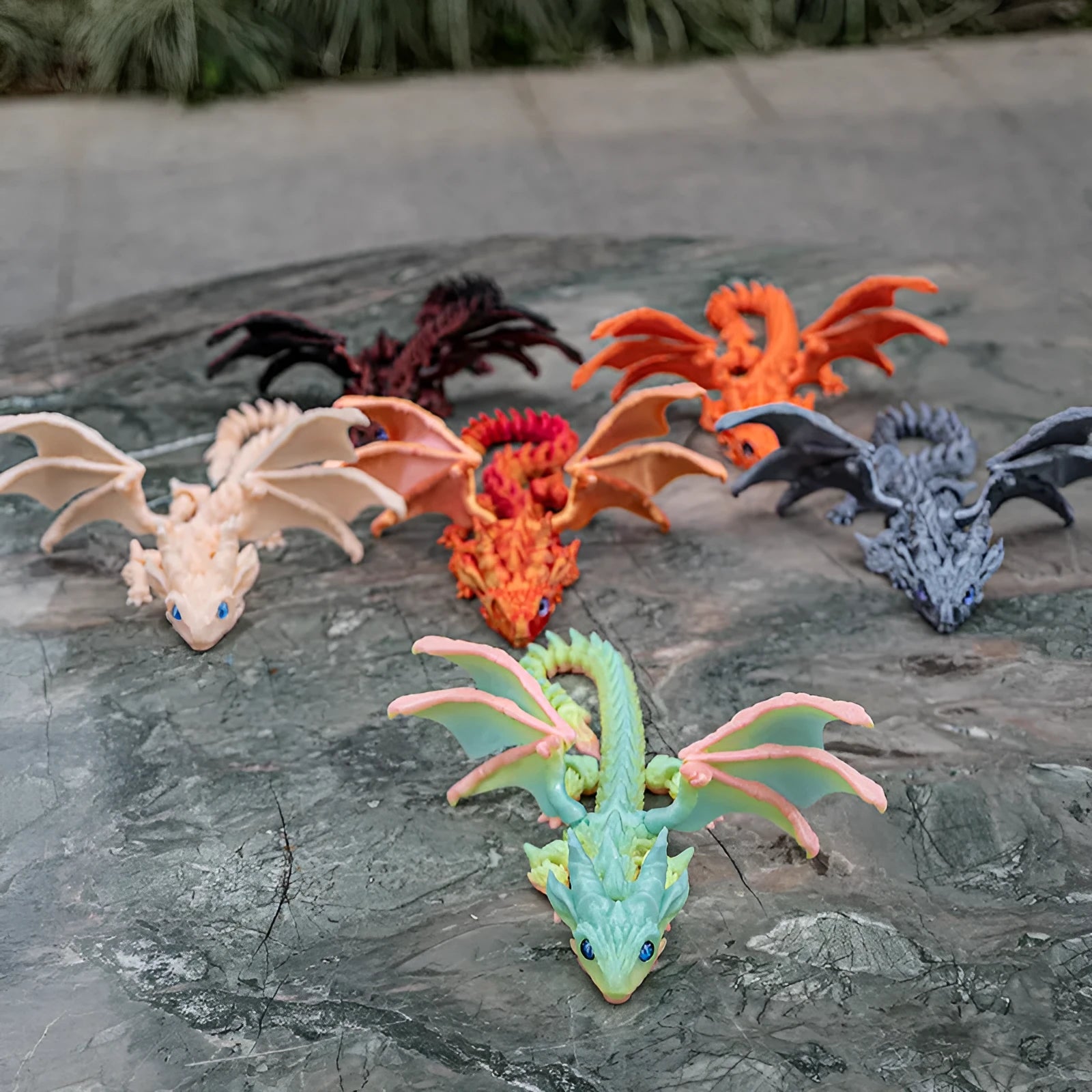 PLA flying dragon wings toy decoration with printed design in multiple colour options