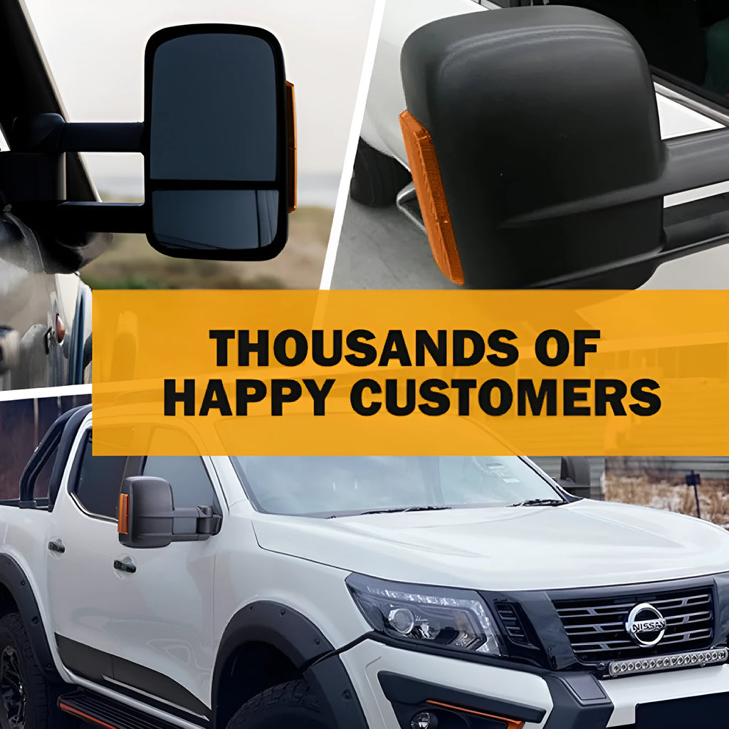 Black electric exterior rear vision mirror with indicator light for Nissan NP300 D23.