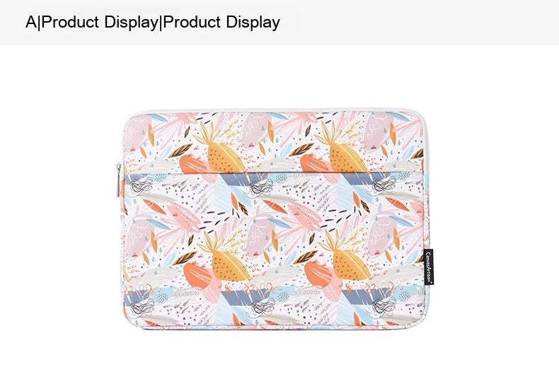 White 14-inch waterproof laptop sleeve made from PU leather for portable computer protection.