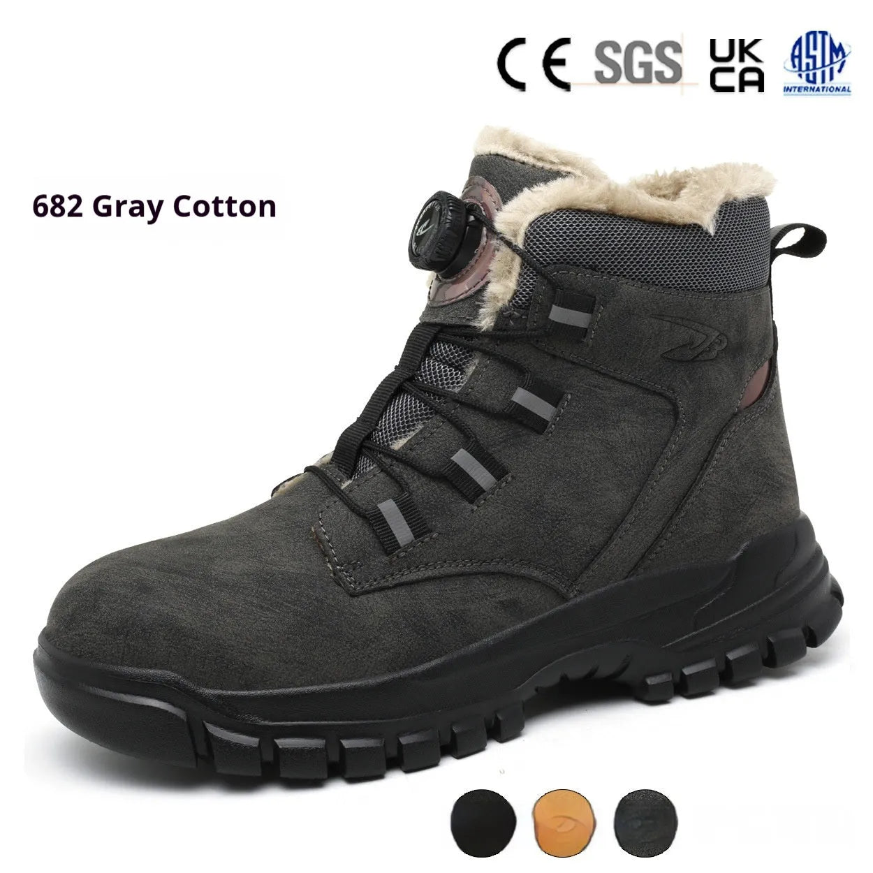Anti-smashing and puncture-resistant lightweight labour protection safety shoes in black with leather upper