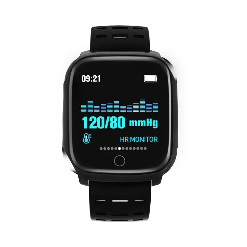 F16 Smart Watch with ECG monitoring on wrist in black/green colour combination