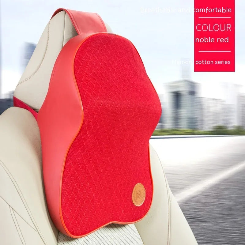 Memory foam car headrest pillow and lumbar support pillow set in a choice of seven colours