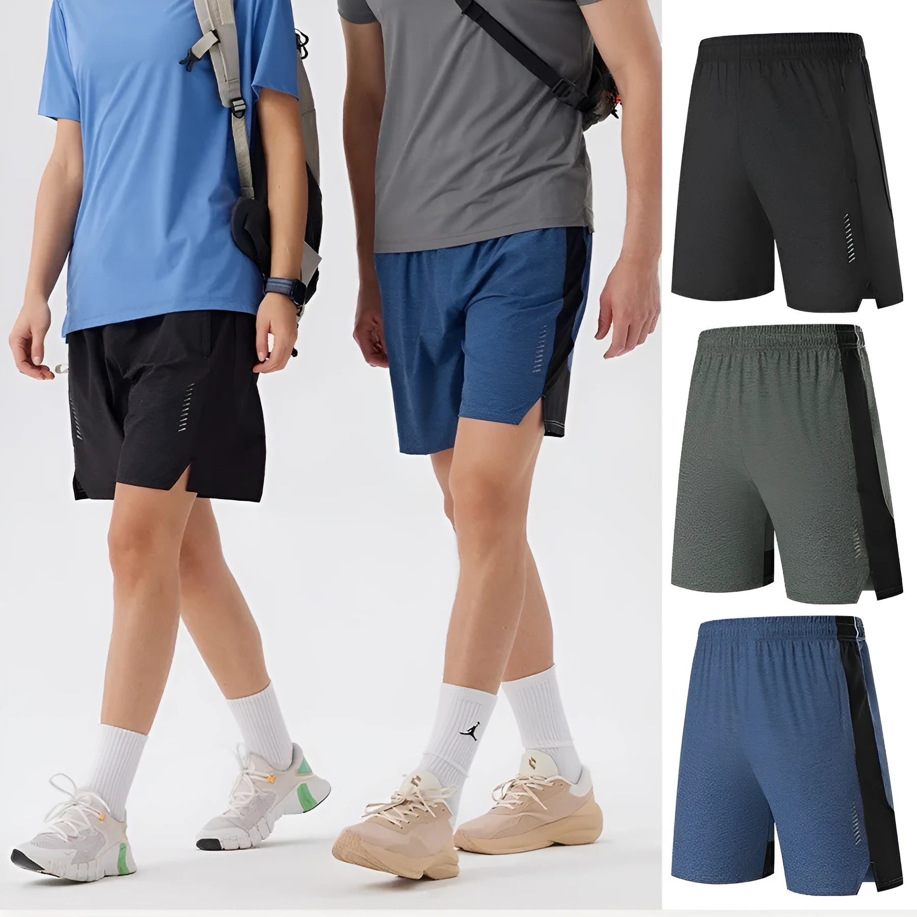 Men's five-point single layer spandex shorts in forest green colour