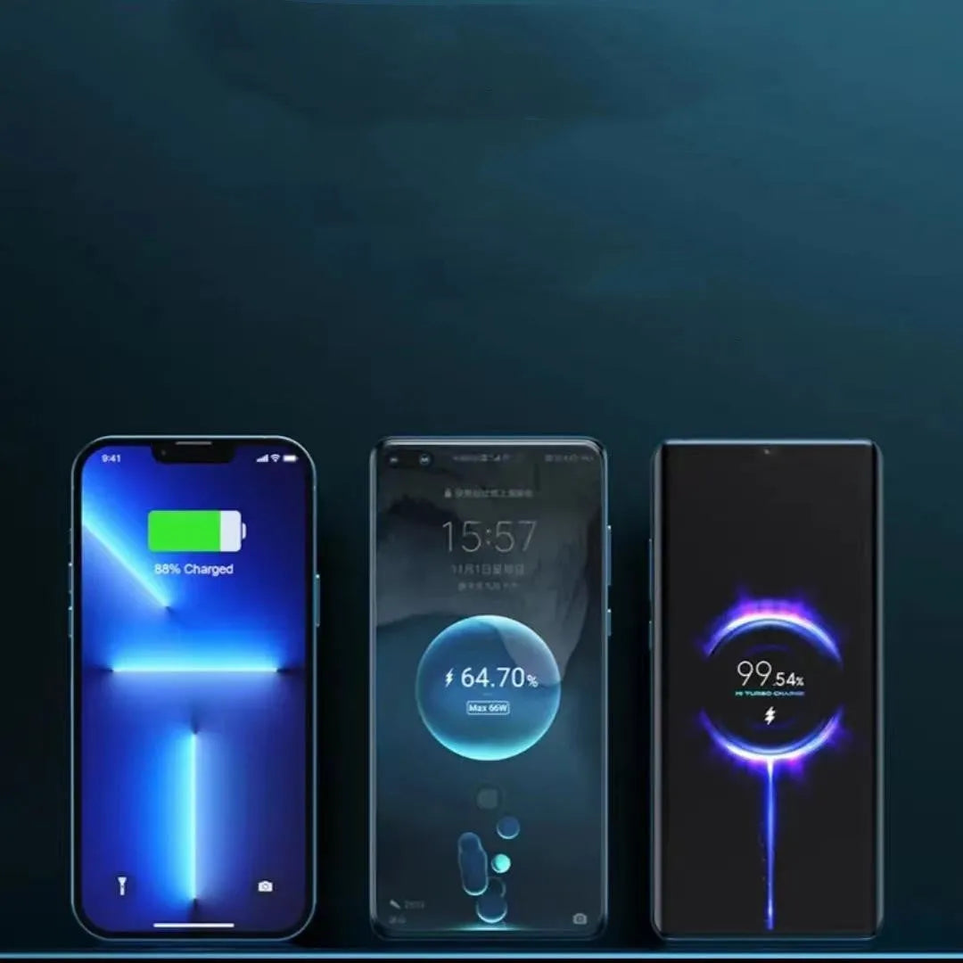 Transparent industrial design power bank showing internal aluminium battery casing with 10000mAh capacity