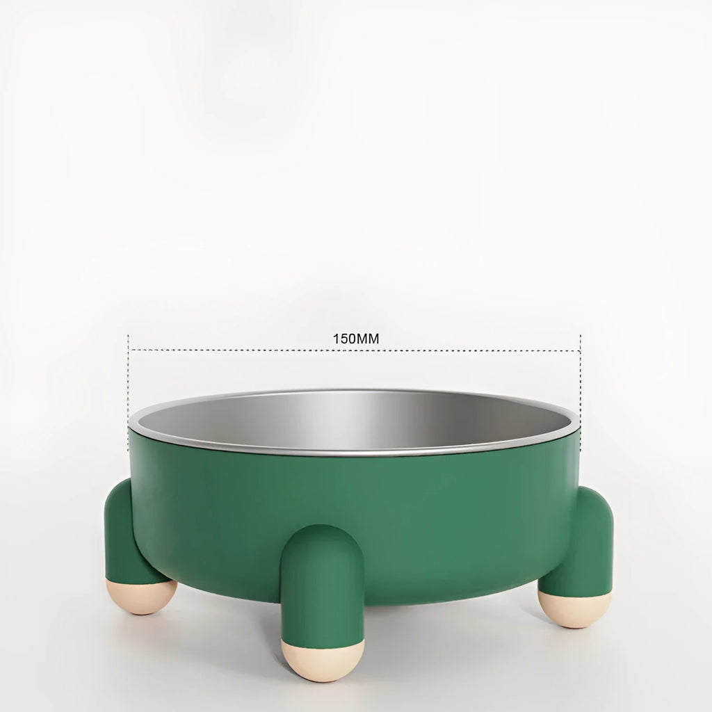 Green stainless steel pet bowl with non-slip high foot design for dogs and cats