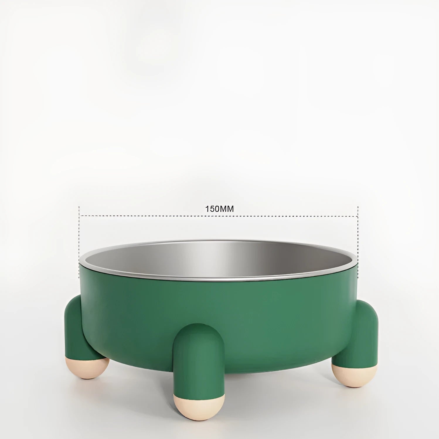 Green stainless steel pet bowl with non-slip high foot design for dogs and cats