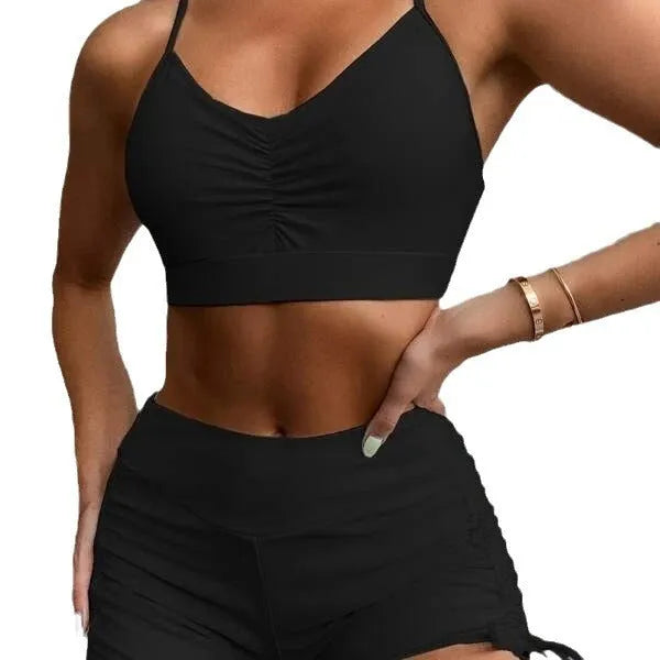 Women's high waist split swimsuit in black or violet nylon spandex fabric for swimming
