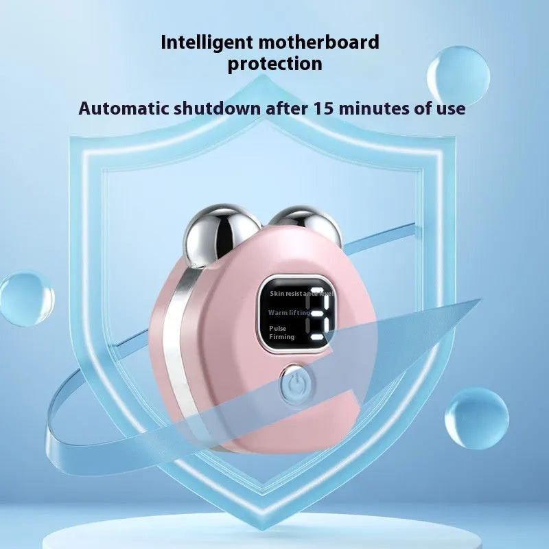 Portable hot compress charging micro current double roller facial massage instrument