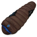 Cotton sleeping bag in Army Green colour with its compression sack, sized for outdoor camping.