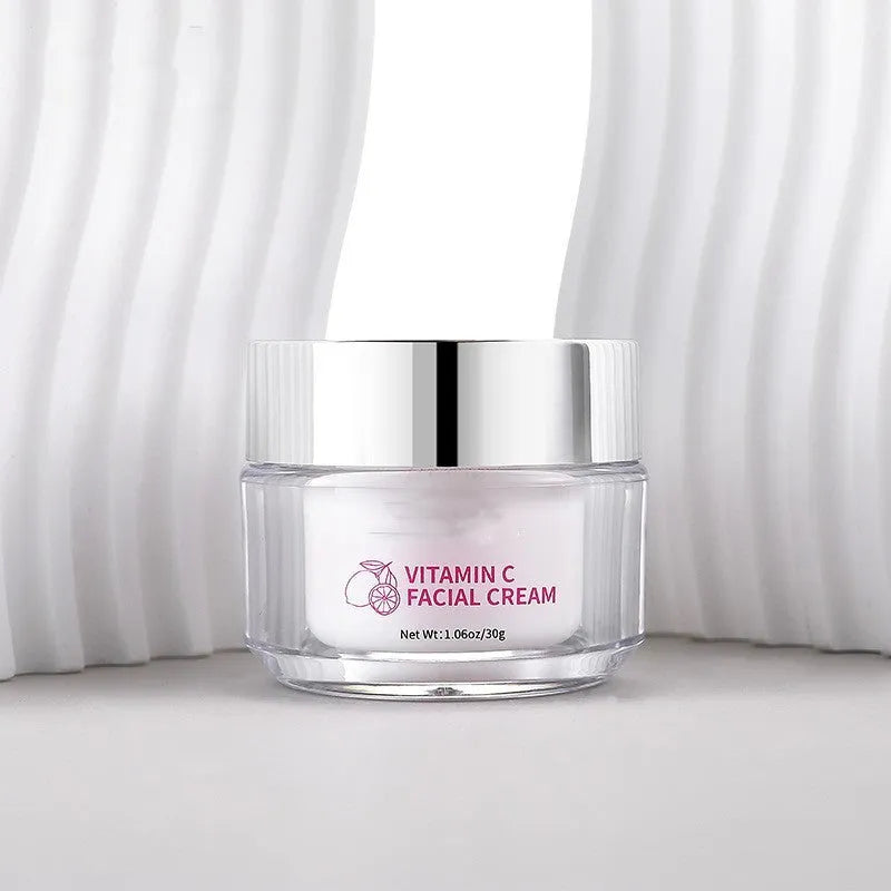 Vitamin C face cream in 6cm square jar with 30g content for facial skincare