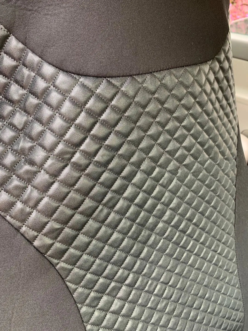 Black quilted universal car seat cover for front seats with installation hooks