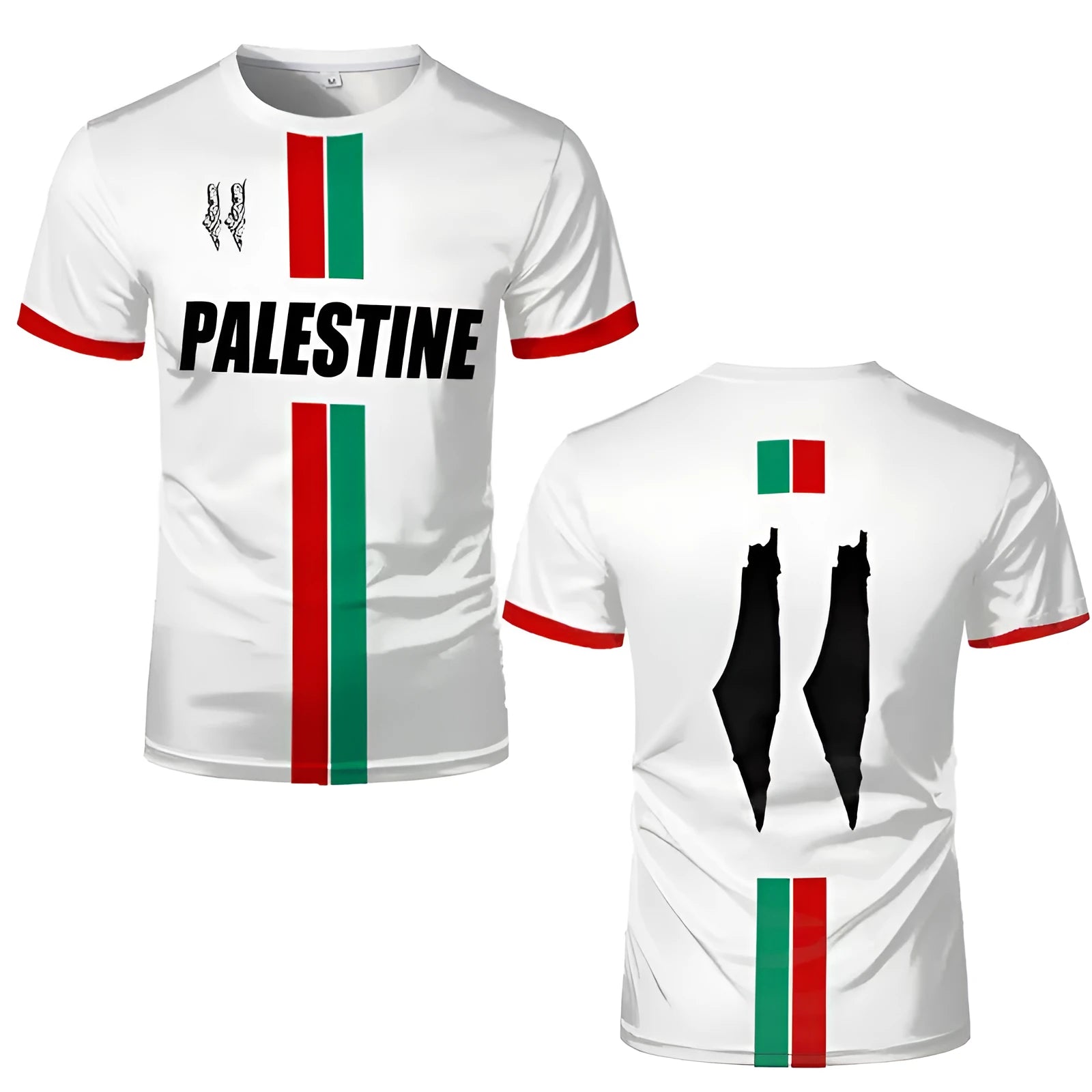 Black 3D printed football t-shirt with raised graphic on a mannequin, showing half sleeves and streetwear style.