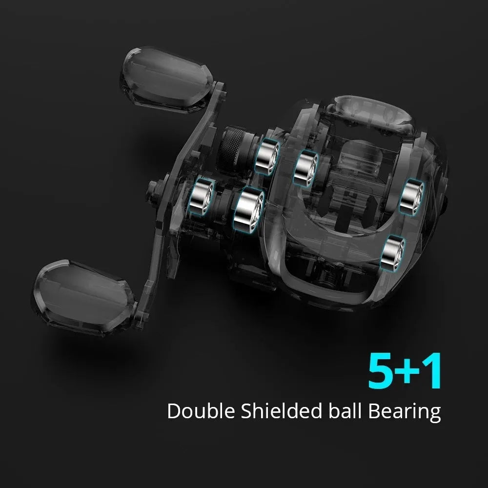 Drip wheel lure fishing rod rocking wheel line reel showing left and right hand wheel options.