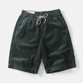 Men's retro American-style cargo shorts in polyester fabric shown in khaki colour