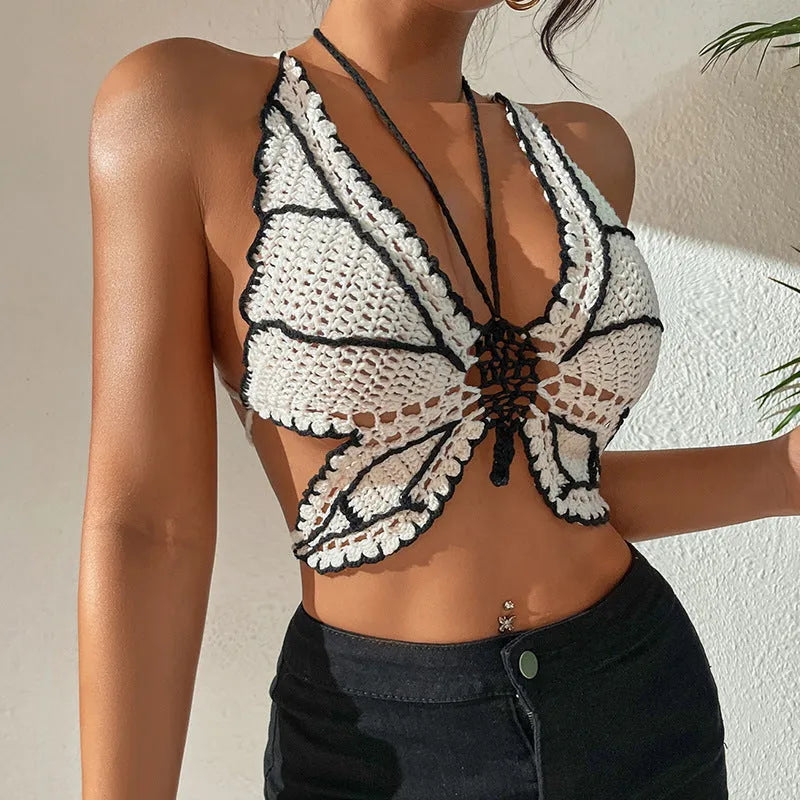 Women's black and white acrylic bikini swimsuit for sports and swimming activities
