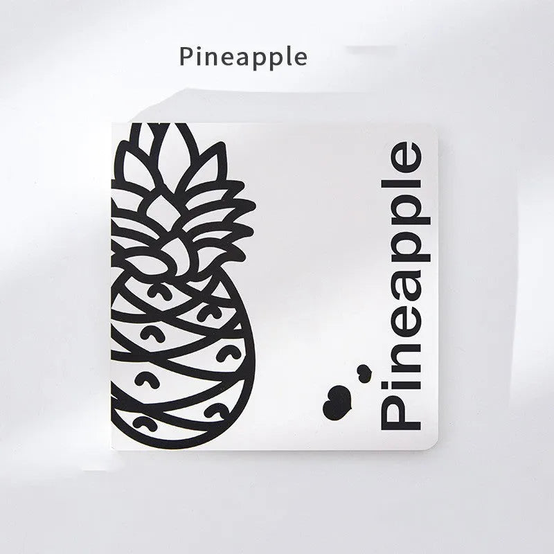Square notebook with fruit embossed cover design showing 14.5cm dimensions