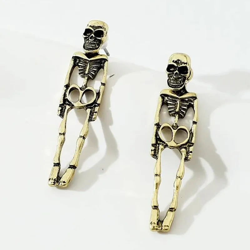 Halloween skull detachable stud earrings in gold and silver alloy with electroplated finish